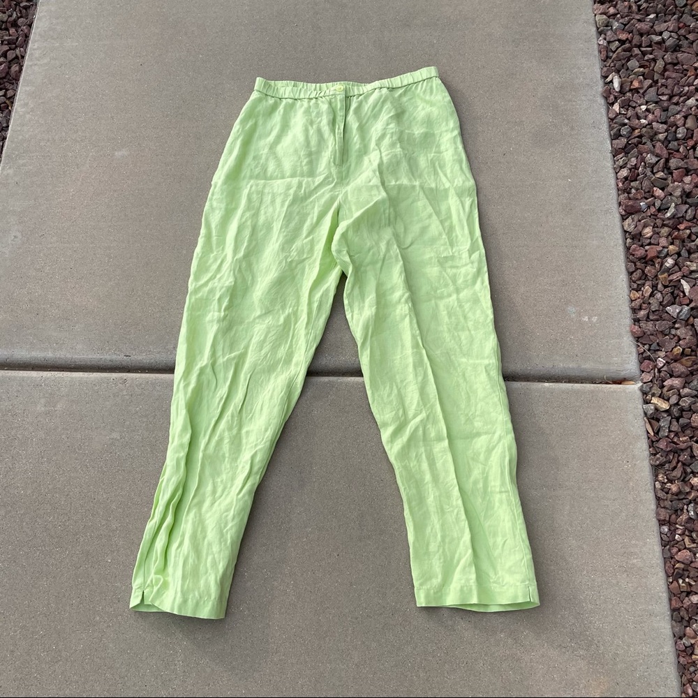90s like green linen causal pants